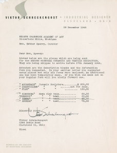 Viktor Schreckengost letter, 1948