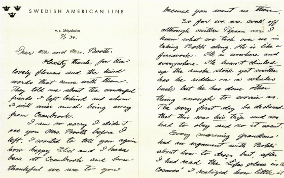 Letter from Loja Saarinen to George Booth_GGB Papers 19-4