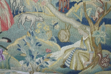 Detail of Queen Anne Style Settee upholstery (CEC 335)