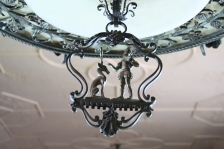 Detail of the Library's Edward F. Caldwell & Company chandelier (CEC 535.1)