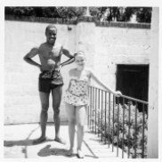 Don Shirley and Martha Booth at the Thornlea Pool, June 20, 1956. Collection of Cranbrook Archives, Henry Scripps Booth and Carolyn Farr Booth Papers (Photo Album 21).